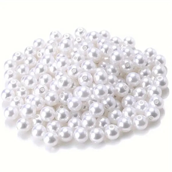 Margele perle din plastic pentru activitati crafts cu diametru 6 mm, alb ,20 grame