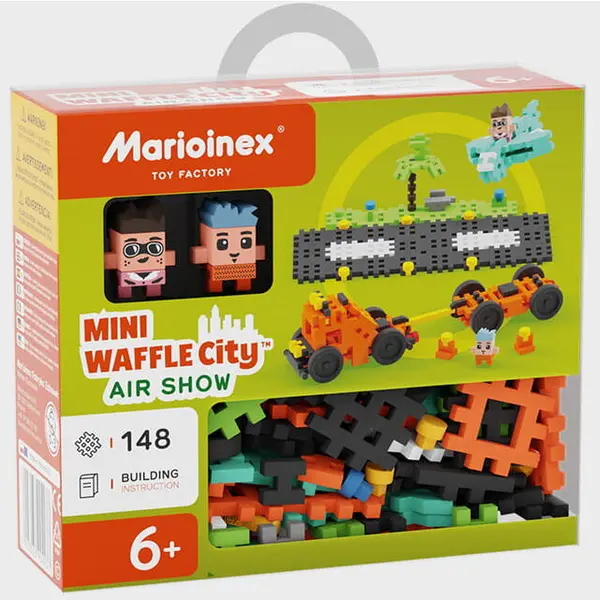 Marioinex Set de construit cu blocuri, Marioinex Mini Waffle, Orasul: Air Show, 148 piese