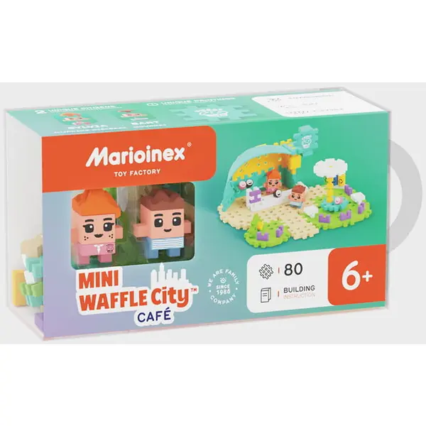 Marioinex Set de construit cu blocuri, Marioinex Mini Waffle City: Cafenea, 80 piese