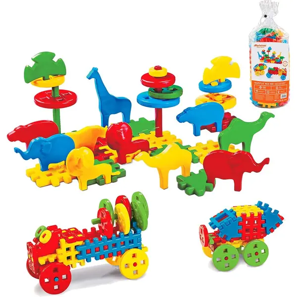 Marioinex Set de construit cu blocuri, Marioinex Waffle Mix, 100 piese