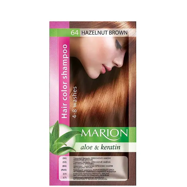 Marion Aloe & Keratin Hair Color Shampoo 4-8 washes 40ml - 64 - Hazelnut Brown