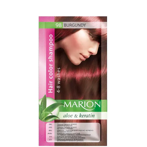 Marion Aloe & Keratin Hair Color Shampoo 4-8 washes 40ml - 98 - Burgundy