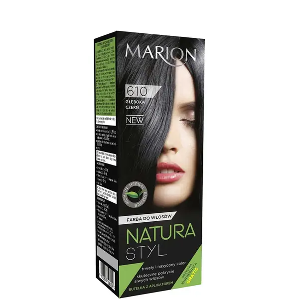 Marion Natura Styl Permanent Color Hair Dye 80ml - 610 - Deep Black