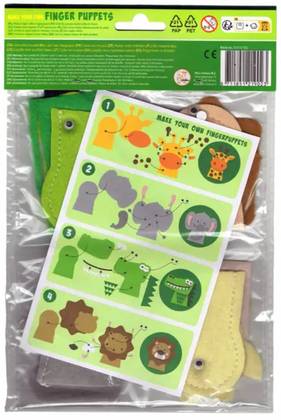 Marioneta pentru degete - Set creativ 4 animalute safari | Wins Holland