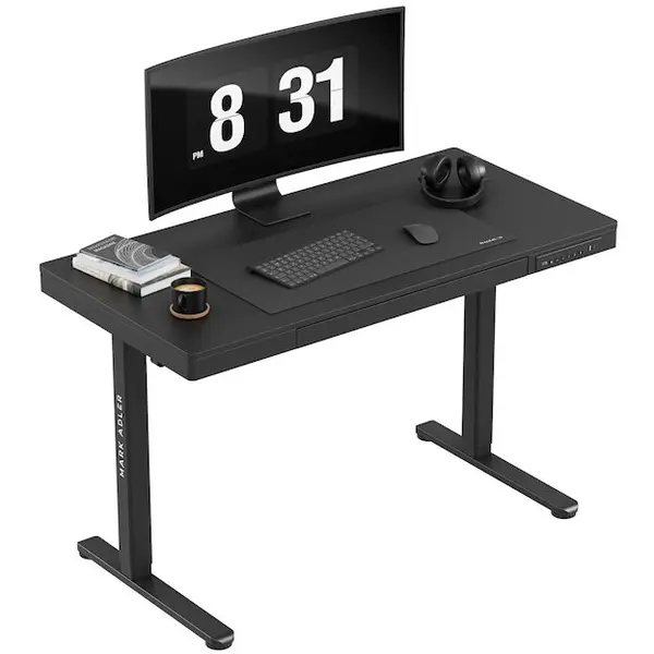 Mark Adler Birou Electric Mark Adler Leader 8.2, inaltime reglabila 72-118 cm, dimensiuni 120 x 60 cm, cu sertar, functie de memorie, USB, Negru