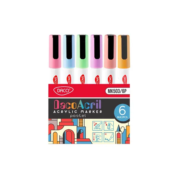 Marker acrilic, MK503P, 6buc/set Daco