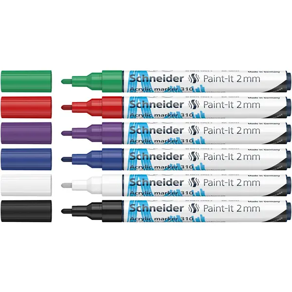 Marker acrilic, varf 2mm, 6buc/set 1, Paint-It 310, Schneider