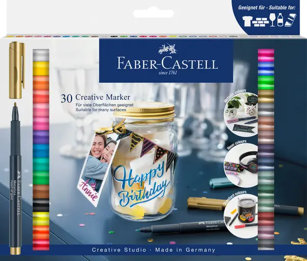 Marker creativ, 30 culori/set, Faber-Castell