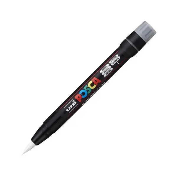 Marker cu varf tip pensula UNI Posca Brush PCF-350,alb