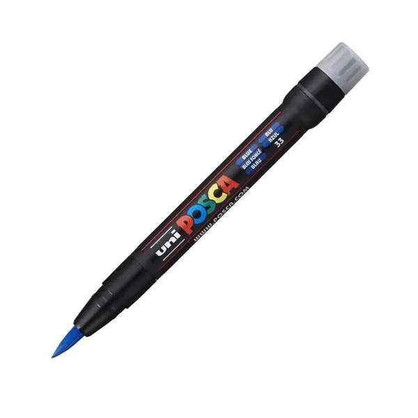 Marker cu varf tip pensula UNI Posca Brush PCF-350,albastru
