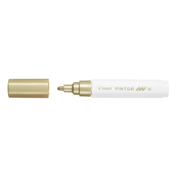 Marker cu vopsea Pilot Pintor Metalic M culori metalizate 1.4 mm varf rotund Marker cu vopsea Pilot Pintor Metalic M culori metalizate 1.4 mm varf rotund auriu