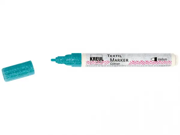 Marker Kreul Glitter pentru textile ,varf mediu 2-4 mm, 9 culori