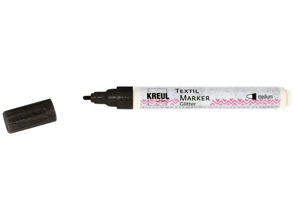 Marker Kreul Glitter pentru textile ,varf mediu 2-4 mm, 9 culori