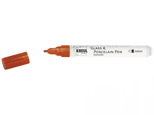 Marker Kreul Metallic Medium pentru sticla si portelan, varf mediu 2-4 mm, 10 culori