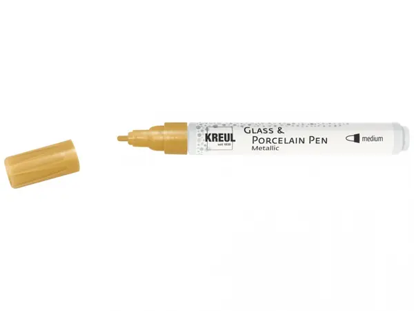 Marker Kreul Metallic Medium pentru sticla si portelan, varf mediu 2-4 mm, 10 culori