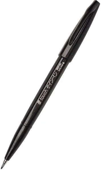 Marker pensula Pentel Sign Pen - SES15C, negru