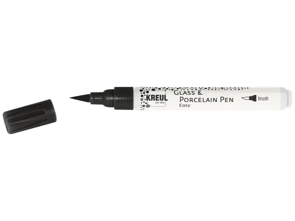 Marker pentru sticla si portelan Easy Brush, varf tip pensula,negru