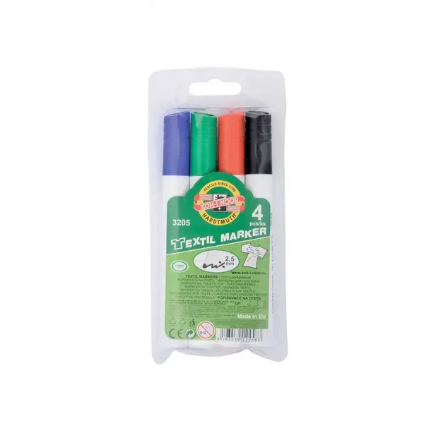Marker pentru textile, 4culori/set, Koh-I-Noor