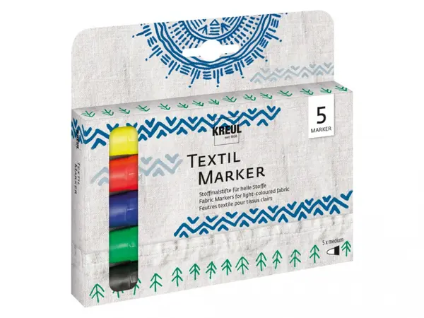 Marker pentru textile ,varf mediu, 5 bucati set