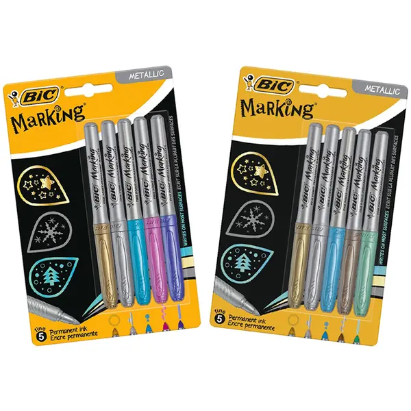 Marker permanent 0.8mm, 5culori/set, Bic Marking Metalic
