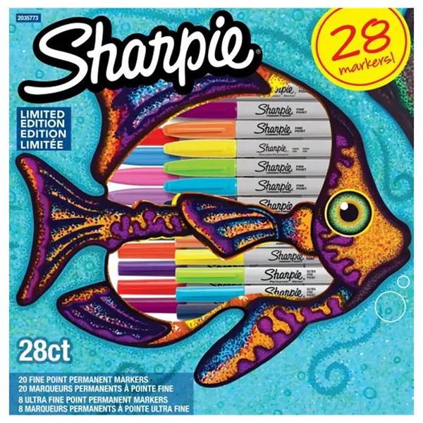 Marker permanent 0.9mm varf rotund, 28culori/set Fish, Sharpie