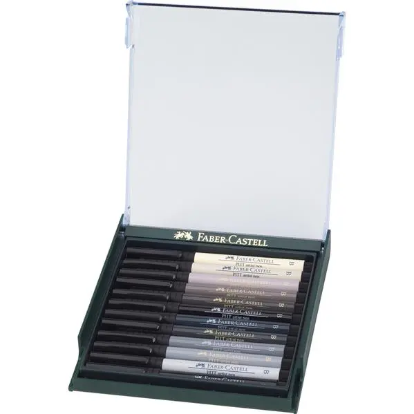 Marker permanent, 12culori/set, varf subtire, Pitt Artist Pen Nuante Gri, Faber-Castell