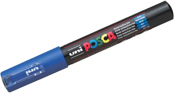 Marker permanent cu varf rotund Uni Posca - PC-1M, 1.0 mm, albastru