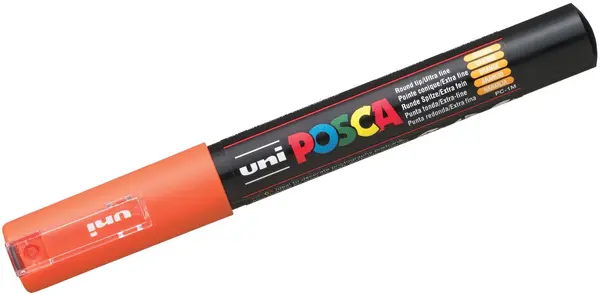Marker permanent cu varf rotund Uni Posca - PC-1M, 1,0 mm, portocaliu