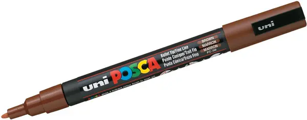 Marker permanent cu varf rotund Uni Posca - PC-3M, 1.5 mm, maro