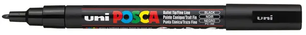 Marker permanent pe baza de apa Uniball Posca - Negru, 0.7 mm