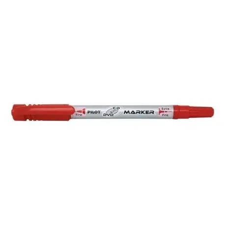 Marker permanent pentru CD DVD Pilot Twin negru si rosu 0.7mm rosu