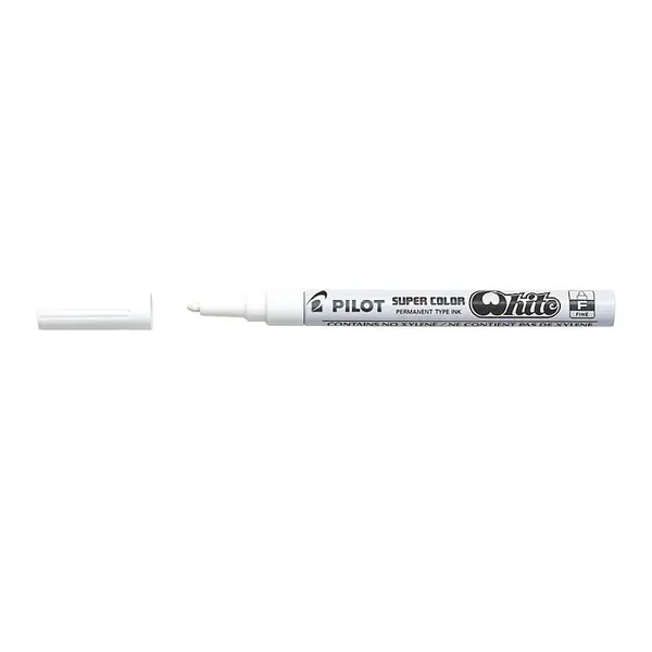 Marker permanent Pilot Super Color Fine alb 3 mm varf rotund Marker permanent Pilot Super Color Fine alb 3 mm varf rotund