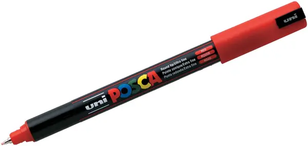 Marker permanent ultra fin Uni Posca - PC-1MR, 0,7 mm, rosu