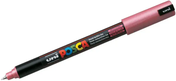 Marker permanent ultra fin Uni Posca - PC-1MR, 0,7 mm, rosu metalic