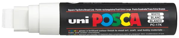 Marker permanent Uniball Posca pe baza de apa – Alb, 15.0 mm