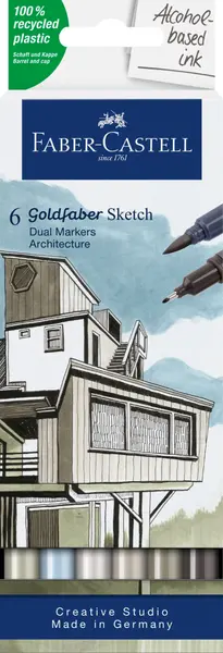 Marker sketch 2 varfuri, 6buc/set, architect, Goldfaber Faber-Castell