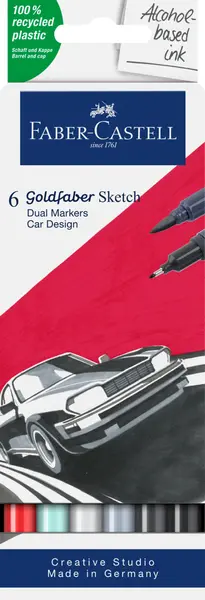 Marker sketch 2 varfuri, 6buc/set, car design, Goldfaber Faber-Castell