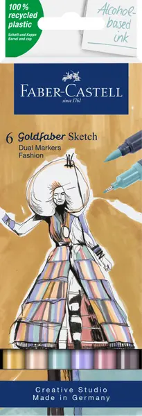Marker sketch 2 varfuri, 6buc/set, fashion, Goldfaber Faber-Castell