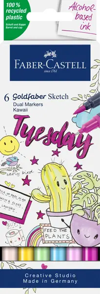 Marker sketch 2 varfuri, 6buc/set, kawaii, Goldfaber Faber-Castell