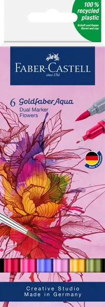 Marker solubil 2 capete flori 6 buc/set gold Faber-Castell Marker solubil 2 capete flori 6 buc/set gold Faber-Castell