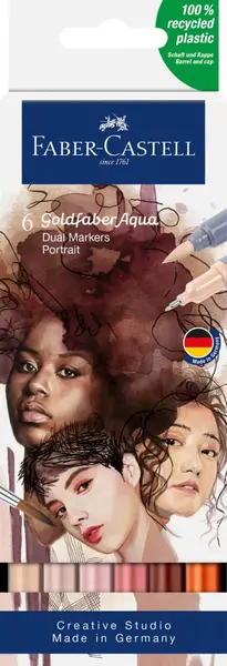 Marker solubil 2 capete portret gold Faber-Castell 6buc/set Marker solubil 2 capete portret gold Faber-Castell 6buc/set