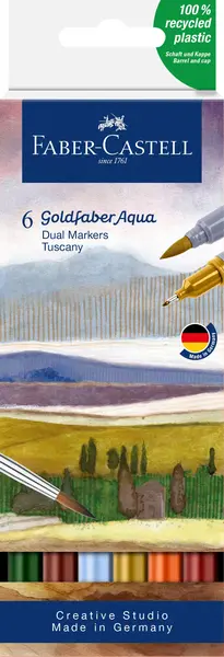 Marker solubil 2 capete toscana 6 buc/set gold Faber-Castell Marker solubil 2 capete toscana 6 buc/set gold Faber-Castell