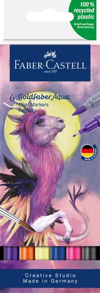 Marker solubil 2 varfuri, 6 buc/set, fantasy, Goldfaber Faber-Castell