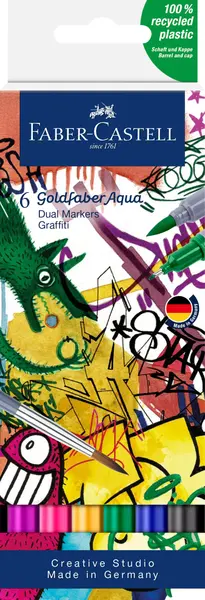 Marker solubil 2 varfuri, 6 buc/set, graffiti, Goldfaber Faber-Castell