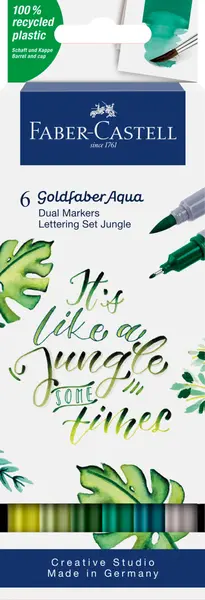 Marker solubil 2 varfuri, 6 buc/set, Lettering Jungle, Goldfaber Faber-Castell