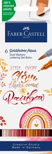 Marker solubil 2 varfuri, 6buc/set, Boho, Goldfaber Faber-Castell
