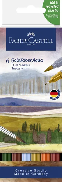 Marker solubil 2 varfuri, 6buc/set, Toscana, Goldfaber Faber-Castell