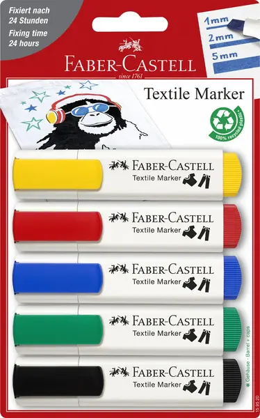 Marker textil standard 5 buc/set Faber-Castell Marker textil standard 5 buc/set Faber-Castell
