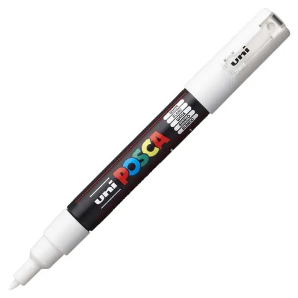 Marker UNI PC-1M Posca 0.7 mm,varf rotund,alb