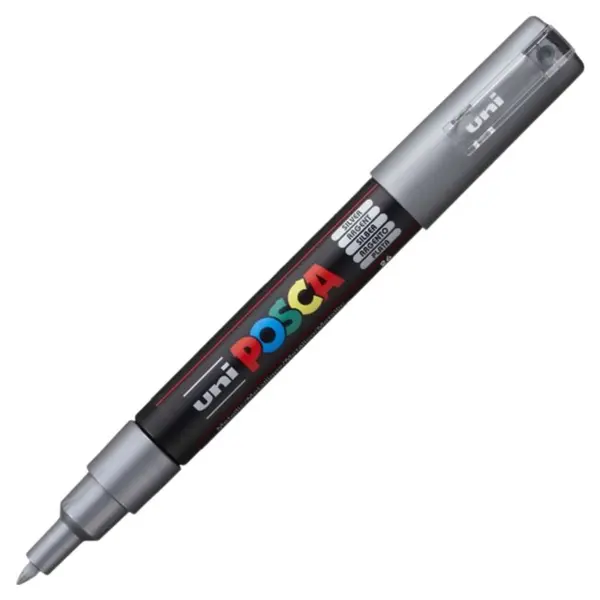 Marker UNI PC-1M Posca 0.7 mm,varf rotund,argintiu